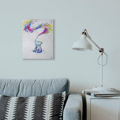 'Colorful Abstract Elephant Animal Watercolor'| Canvas Art | Stupell Industries | 16 x 20 Inches, Easy to Hang and Sturdy, Made in USA, by Marc Allante