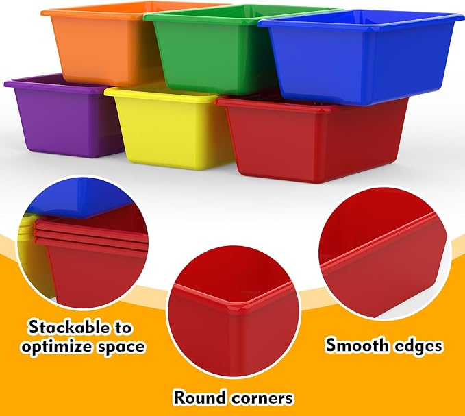 6 Pcs Plastic Small Cubby Bins Books Bins Toy Storage Bins Classroom Storage Organizer Containers for Office Classroom Home (6)