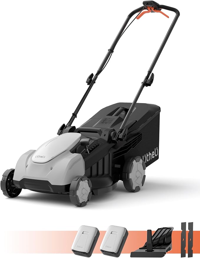 Litheli 18-inch 40V Self-Propelled Brushless Lawn Mower for Garden Yards, Lightweight Cordless Mower with 6-Position Height Adjustment, 2×5.0Ah Batteries Included
