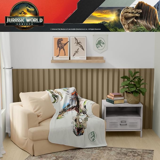 Jurassic World Rebirth Kids Bedding Super Soft Plush Throw Blanket, 46 in x 60 in, (Officially Licensed Product) By Franco