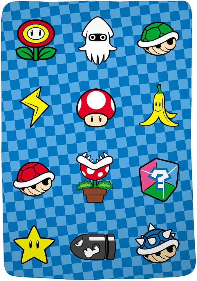 Super Mario Bros. Kids Bedding Super Soft Cozy Throw Blanket, 62 in x 90 in, (Officially Licensed Product) By Franco Kids