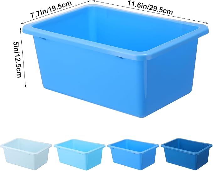 Zonon 12 Pcs Plastic Cubby Storage Bin Back to School Classroom Cubby Organization Storage Container with 1 Pack Self Adhesive Label for Office School Library(Blue Color,11.61 x 7.68 x 4.92)