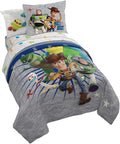 Jay Franco Disney Pixar Story 4 All The Toys Full Bed Set, Blue | Woody Buzz Jessie, Comforter Sheets Shams Pillowcases, Official Brand, Soft Microfiber, Machine Washable, Kids Gift