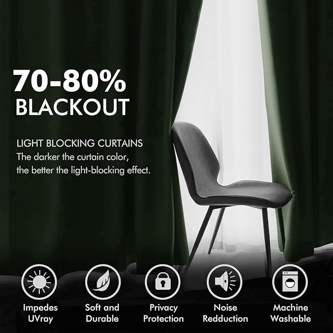 MIULEE Velvet Curtains Olive Green Elegant Grommet Curtains Thermal Insulated Soundproof Room Darkening Drapes for Classical Living Room Bedroom Decor 52 x 84 Inch Set of 2