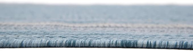 Unique Loom Outdoor Border Collection Area Rug - Soft Border (7' 1" x 10' Rectangle, Aquamarine/ Ivory)