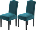 H.VERSAILTEX Velvet Dining Chair Covers Stretch Chair Covers for Dining Room Set of 2 Parson Chair Slipcovers Chair Protectors Covers Dining, Soft Thick Solid Velvet Fabric Washable, Deep Teal