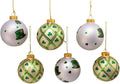 Kurt Adler 80MM Silver and Light Green St. Patrick Glass Ball Ornaments, 6 Piece Box