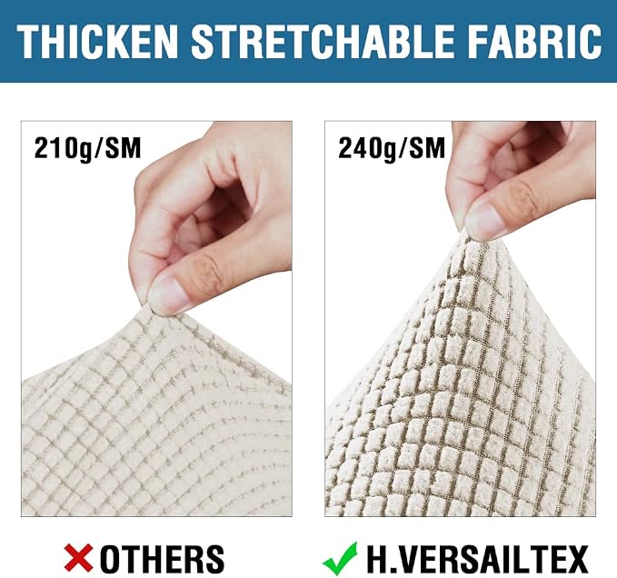 H.VERSAILTEX 3 Piece Stretch Sofa Covers for 2 Cushion Loveseat Couch Covers for Living Room Furniture Cover (Base Cover Plus 2 Seat Cushion Covers) Thicker Jacquard Fabric(Medium, Island Fossi)