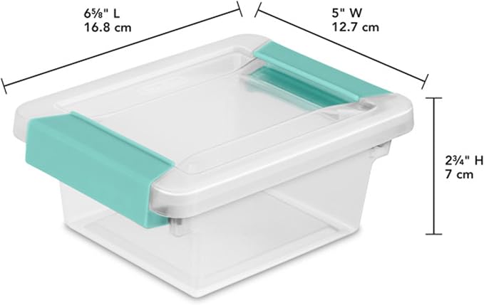 Sterilite Mini Clip Box, Stackable Small Storage Bin with Latching Lid, Plastic Container to Organize Office, Crafts, Clear Base and Lid, (Pack of 6) | Storage Containers with Latching Lids for Writing, Arts or Crafts Supplies - Home, Office, Classroom...