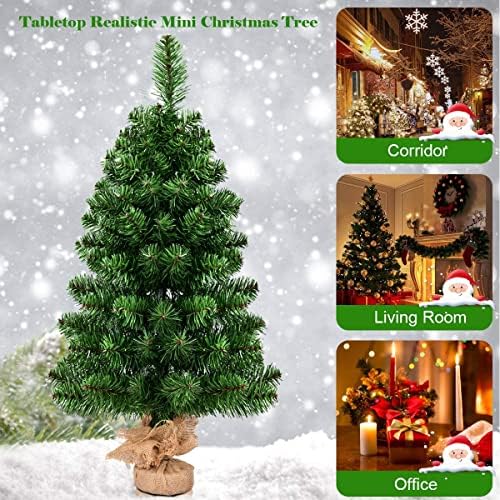 BANGTANE 3FT Mini Christmas Tree, Artificial Tabletop Spruce Xmas Tree with Lifelike Tree Top & Realistic PVC Needles, Burlap Base, Christmas, Thanksgiving Indoor Decoration for Home, Office (3FT) - Image 7