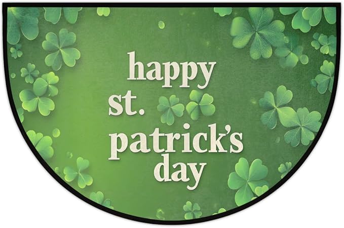 St. Patrick's Day Lucky Clover Half Round Door Mat Indoor Entrance Half Circle Area Rug Semi Circular Door Mat Half Moon Rug for Floor Bathroom Living Room Bedroom Kitchen Fireplace 24"x36",A-05
