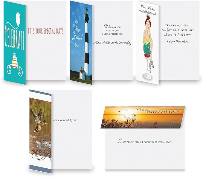 Current Birthday Greeting Cards Set | Mega, 40 Count, 20 Designs, 5" x 7" Folded, Envelopes Included, Holiday, Bulk Pack