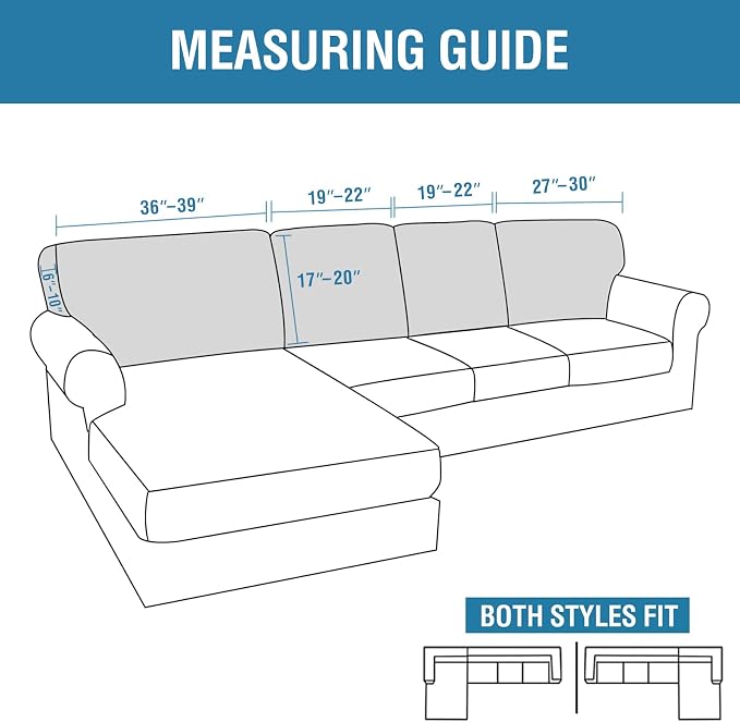 H.VERSAILTEX Backrest Cushion Covers Sectional Couch Back Cushion Covers for Sectional Sofa Set for Both Left/Right Couch (Back Only: 1 Chaise + 3 Sofa, Dove)