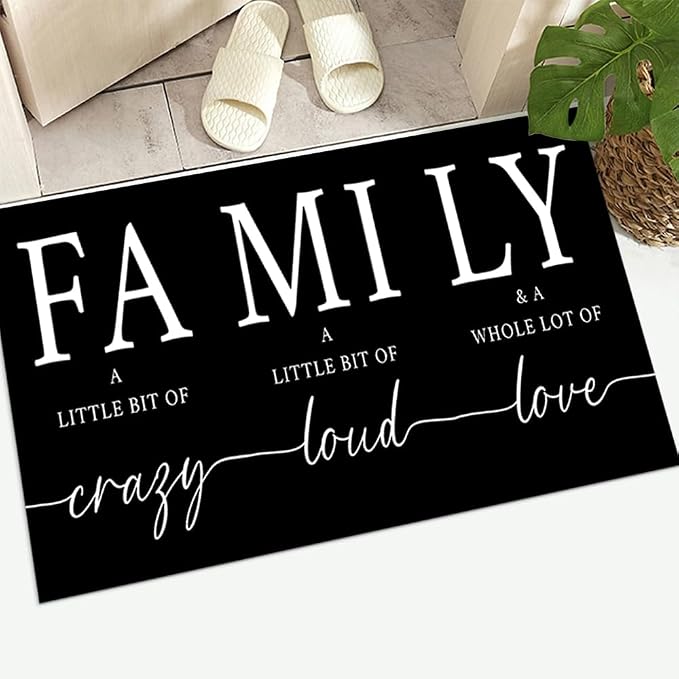 GUBIYU Black Area Rugs for Living Room Washable Rug for Bedroom Non Slip Backing Non Shedding Inspirational A Little Bit of Crazy Rugs for Home Office Decor Floor Carpet for Dining Room 23.6"x35.4"