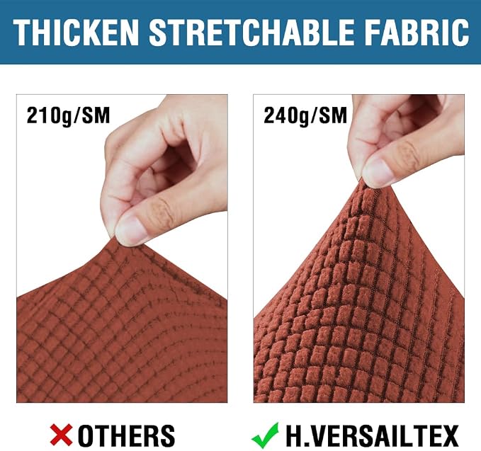 H.VERSAILTEX 4 Piece Stretch Sofa Covers for 3 Cushion Couch Covers Furniture Slipcovers for Living Room (1 Base Cover Plus 3 Seat Cushion Covers) Thicker Jacquard Fabric Cover (XL Sofa, Rust)