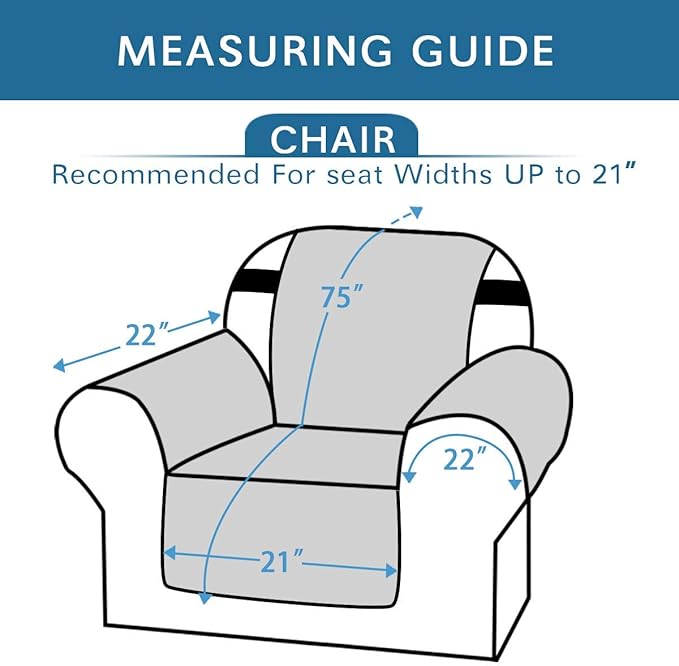 H.VERSAILTEX Chair Slipcover Reversible Chair Cover Water Resistant Couch Cover Washable Chair Cover Non-Slip Fabric Furniture Protector with Elastic Strap for Pets(Armchair, Ivory/Beige)