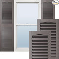 Ekena Millwork Lifetime Vinyl LL1S14X03100MS Standard Cathedral Top Center Mullion, Open Louver Vinyl Shutters, w/Installation Shutter-Lok's & Matching Screws (Per Pair), 14 1/2"W x 31"H, Musket Brown