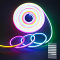 ALITOVE Neon Rope Light WS2811 Addressable LED Strip RGB IC 32.8ft 24V | Waterproof Programmable Neon Strip, Cuttable LED Light Strip, for Indoor Outdoor House Christmas, No Adapter & Controller