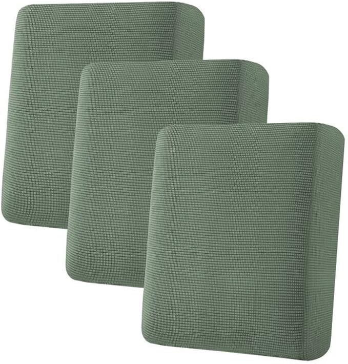 H.VERSAILTEX Super Stretch Individual Seat Sofa Covers Couch Cushion Covers Slipcover Sets Thick Jacquard Textured Twill Fabric (3 Piece, Loden Frost)