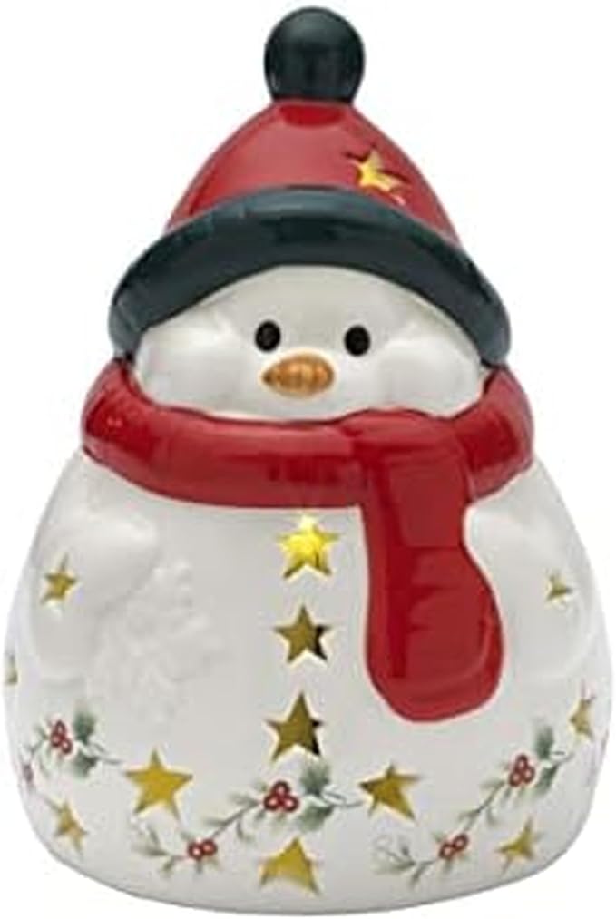 Pfaltzgraff Winterberry LED Snowman Figruine Red Scarf, 6.75 Inch