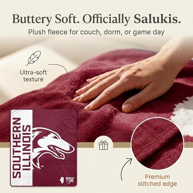 Pegasus Sports NCAA Southern Illinois Salukis Endzone Ultra Soft Tailgate Throw