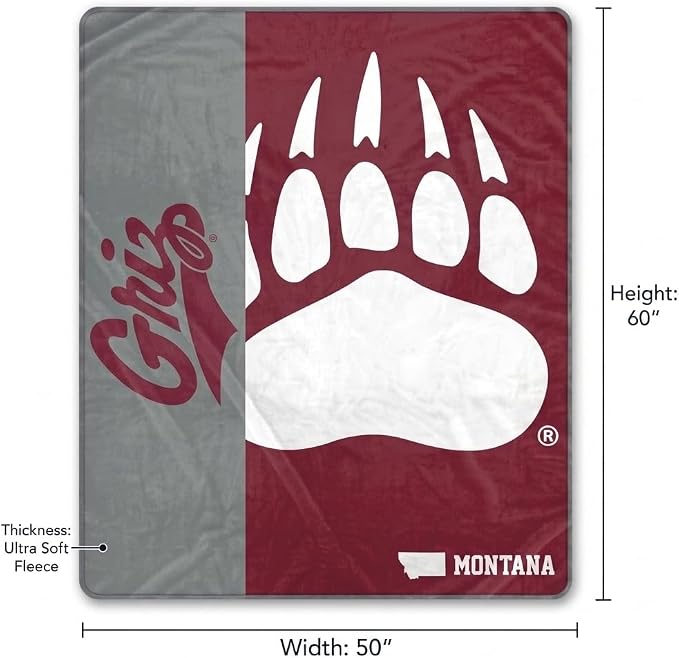 Proformance Home NCAA Montana Grizzlies Endzone Ultra Soft Tailgate Throw