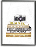 Stupell Industries 'Camera Gold Black Bookstack'| Framed Giclee Art | Stupell Industries | Black, 11 x 14 Inches, Easy to Hang and Sturdy, Made in USA, by Amanda Greenwood
