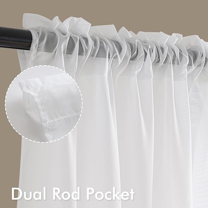 MIULEE White Sheer Curtains 72 Inches Long, 4 Panels Set, Light Filtering Rod Pocket Voile Drapes for Living Room and Bedroom, Airy Soft Fabric Window Treatments, 42 x 72 Inches