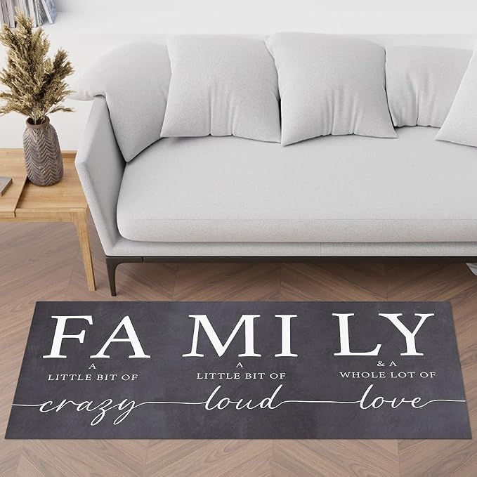 GUBIYU Grey Area Rugs for Living Room Farmhouse Stain Resistant Non Skid Rubber Backing Washable Rug for Bedroom Dining Room Inspirational Rustic Home Decor Large Floor Carpet Hallway Rugs 23.6"x59"