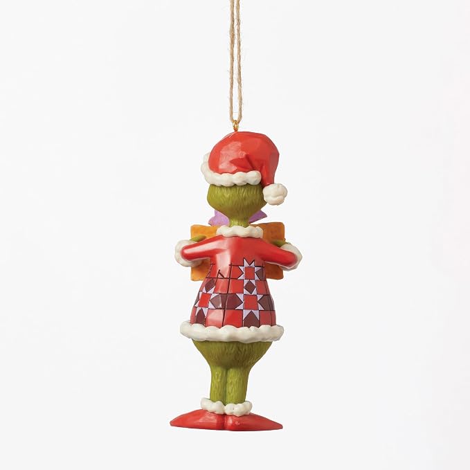 Enesco Dr. Seuss Grinch by Jim Shore Merry Whatever Sign Santa Grinch Hanging Ornament, Hand Crafted, Hand Painted Collectible Christmas Tree Ornaments Home Decor Collection Gift, 5 Inch, Multicolor