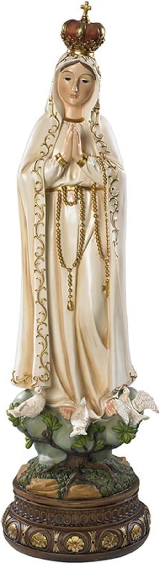 Barcelona Collection Hand-Painted Religious Statue with Gold Accents, 24-Inch, L - Our Lady of Fatima