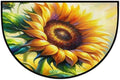 Sunflower Painting Flower Half Round Door Mat Non-Slip Semi Circle Rug Washable Half Moon Floor Rug Absorbent Bathroom Area Rugs for Outdoor Indoor Fireplace Mat Entryway Kitchen Decor Rugs