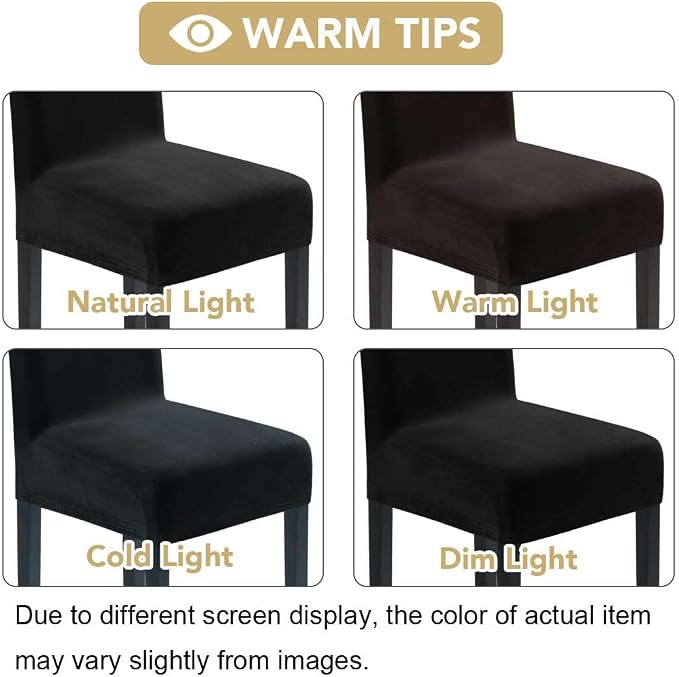 H.VERSAILTEX Velvet Dining Chair Covers Stretch Chair Covers for Dining Room Set of 6 Parson Chair Slipcovers Chair Protectors Covers Dining, Soft Thick Solid Velvet Fabric Washable, Black