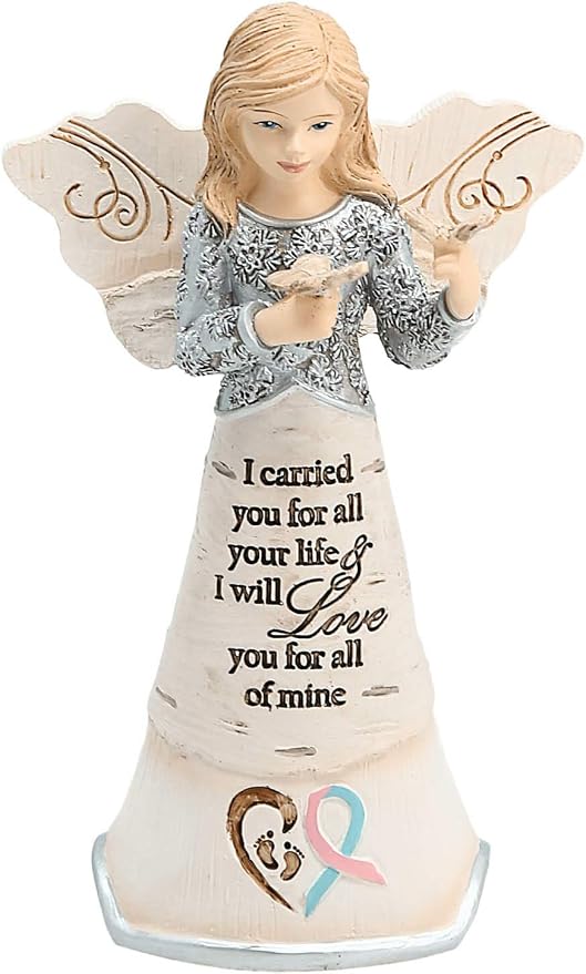 Pavilion - Angel Figurine Floral Spring Home Decor Grandma Nana Mimi Granny Gigi Present from Granddaughter Grandson Grandkids Daughter Friend Aunt Sister Gift (I Carried You)