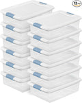 Sterilite Latching Box with Lids for Home and Office, 32 Quart, 12-Pack | Heavy-Duty and Stackable Plastic Containers with Latches for Closet, Cabinet, Bedroom, Bathroom and Dorm Room Organization