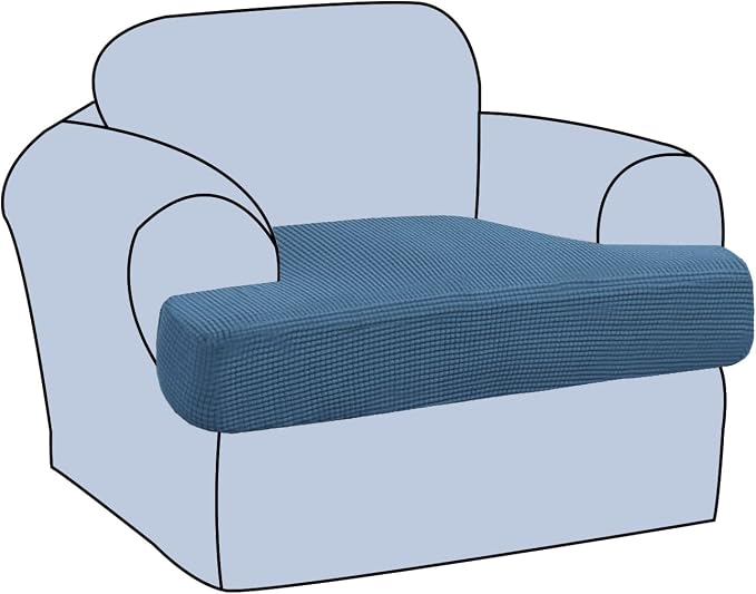H.VERSAILTEX Stretch T Cushion Chair Sofa Slipcover T Cushion Covers for Living Room Armchair Couch Cover T Cushion Slipcover Seat Cover with Elastic Bands Thicker Jacquard Fabric, Dusty Blue