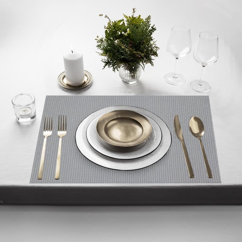 Dainty Home Washable Placemats Set of 6 – 12x18 Inch, Heat-Resistant, Non-Slip, Modern Table Mats for Dining, Kitchen, Family Meals – Easy to Clean, Durable