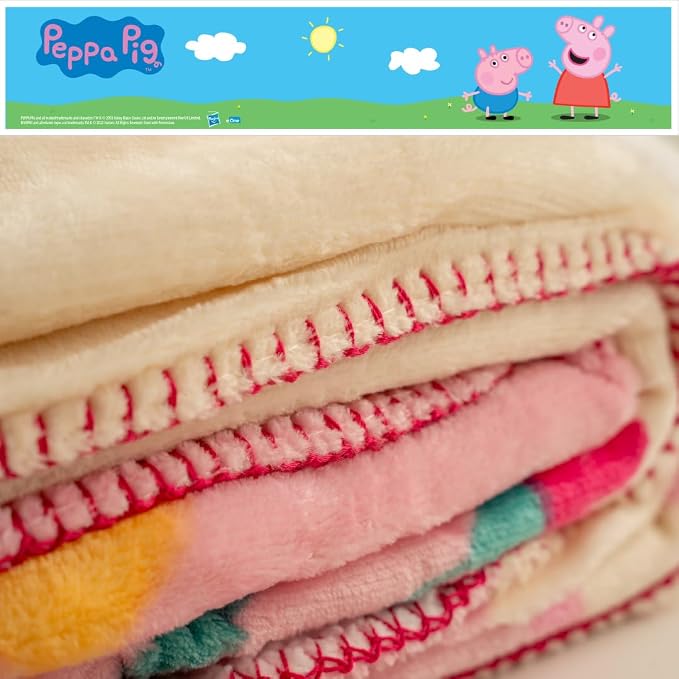 Peppa Pig Kids Bedding Soft Plush Sherpa Blanket Throw, 46 in x 60 in, (Officially Licensed Product) by Franco