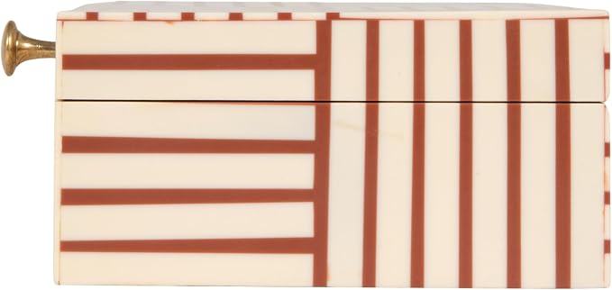 Bloomingville Terracotta & White Striped Resin Storage Box