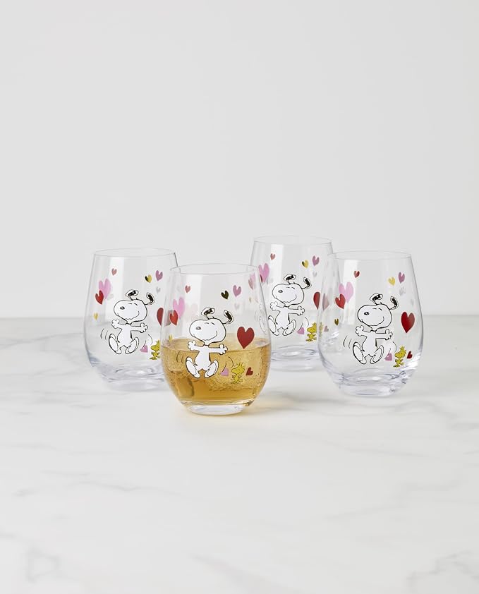 Lenox Snoopy Valentine's Day Entertaining Collection, Tumbler Set, 4-Piece