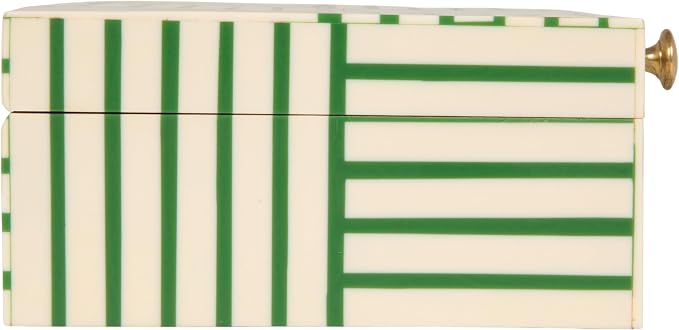 Bloomingville Green & White Striped Resin Storage Box