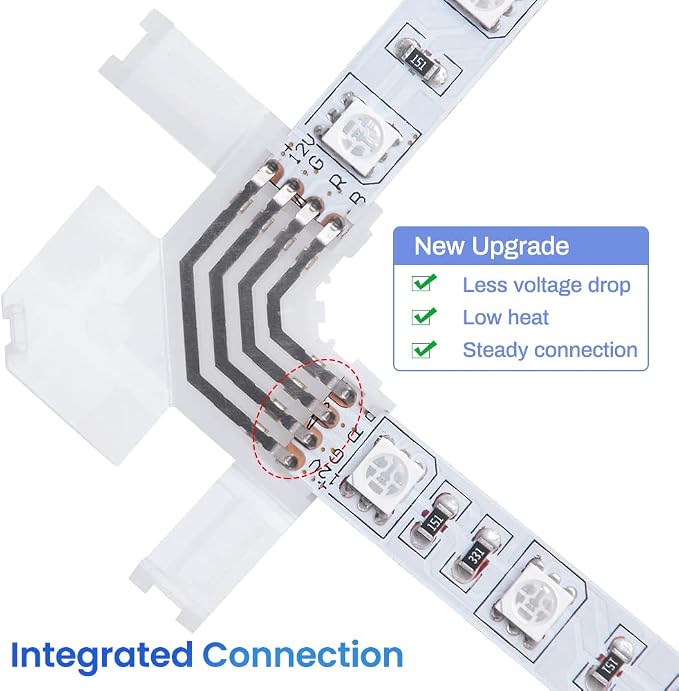 90 Degree Corner 4 Pin L Shape Connector for 10mm RGB LED Strip Light Non-Waterproof IP20(10 PCS)