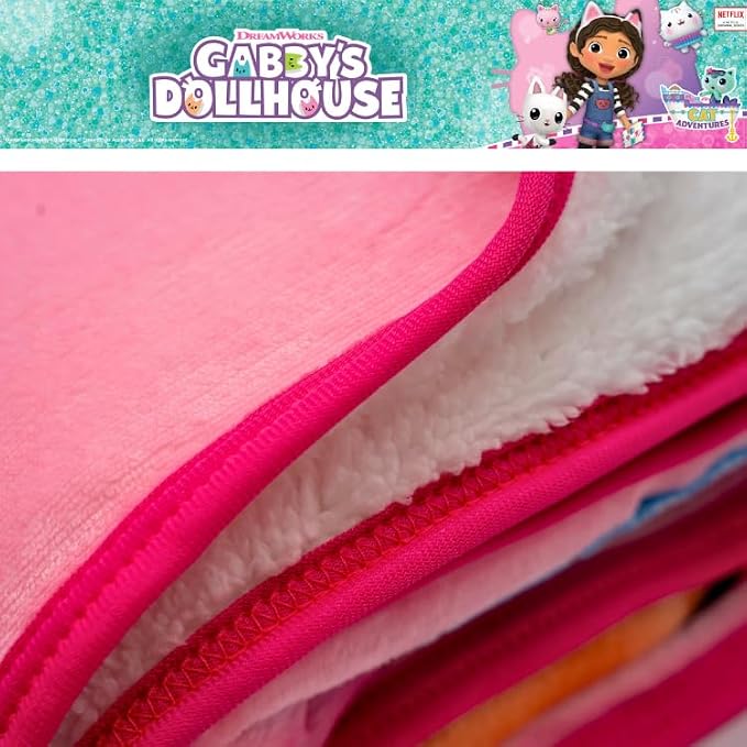 DreamWorks Gabby's Dollhouse Kids Bedding Soft Plush Sherpa Blanket Throw, 50 in x 60 in, (Officially Licensed Product) by Franco