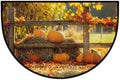 Pumpkin Half Round Doormat Non-Slip Semi Circle Rug Half Moon Mat | Autumn Maple Tree Washable Soft Absorbent Indoor Outdoor Entrance Kitchen Bathroom Sink Patio Welcome Fireplace Floor Rug