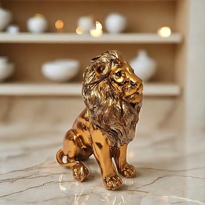 ICE ARMOR 7" H Majestic Sitting Lion Figurine Statue Sculpture Ornament Decoration Home/Room Decor and Gift Ideas for Housewarming, Holidays and Birthdays Great Collectible Addition