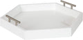 Kate and Laurel Lipton Modern Hexagon Tray, 18 x 18, White and Silver, Decorative Tray for Storage and Display