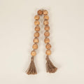 Wood Decorative Objects Bead Garland – Decorative Object Accent for Styling – Coffee Table or Shelf Display – Rustic Bead Tassels for Relaxed Accessories, Home Decor – 32", Brown