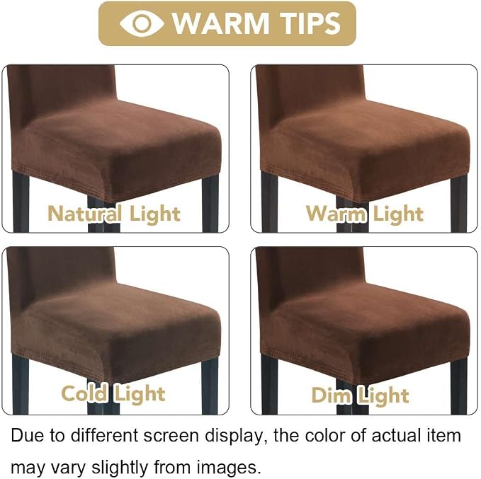 H.VERSAILTEX Velvet Dining Chair Covers Stretch Chair Covers for Dining Room Set of 4 Parson Chair Slipcovers Chair Protectors Covers Dining, Soft Thick Solid Velvet Fabric Washable, Caramel Cafe