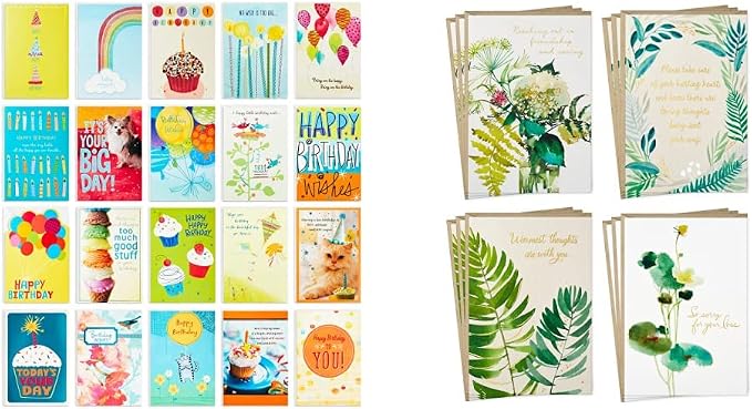 Hallmark Birthday and Sympathy Cards Assortment (32 Cards with Envelopes)