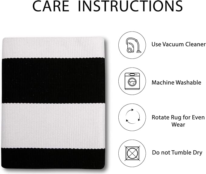 IOHOUZE Black White Striped Rug -3x5 Front Door Mats Outdoor,Washable Rug for Front Porch Decor,Spring Summer Welcome Mats Outdoor Indoor, Doormat for Farmhouse/Entryway/Home Entrance